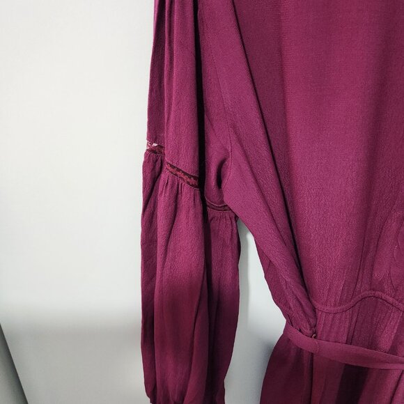 GAP Women's Long Sleeve Berry Purple Peasant Style Dress with Embroidery XXL - Picture 9 of 11